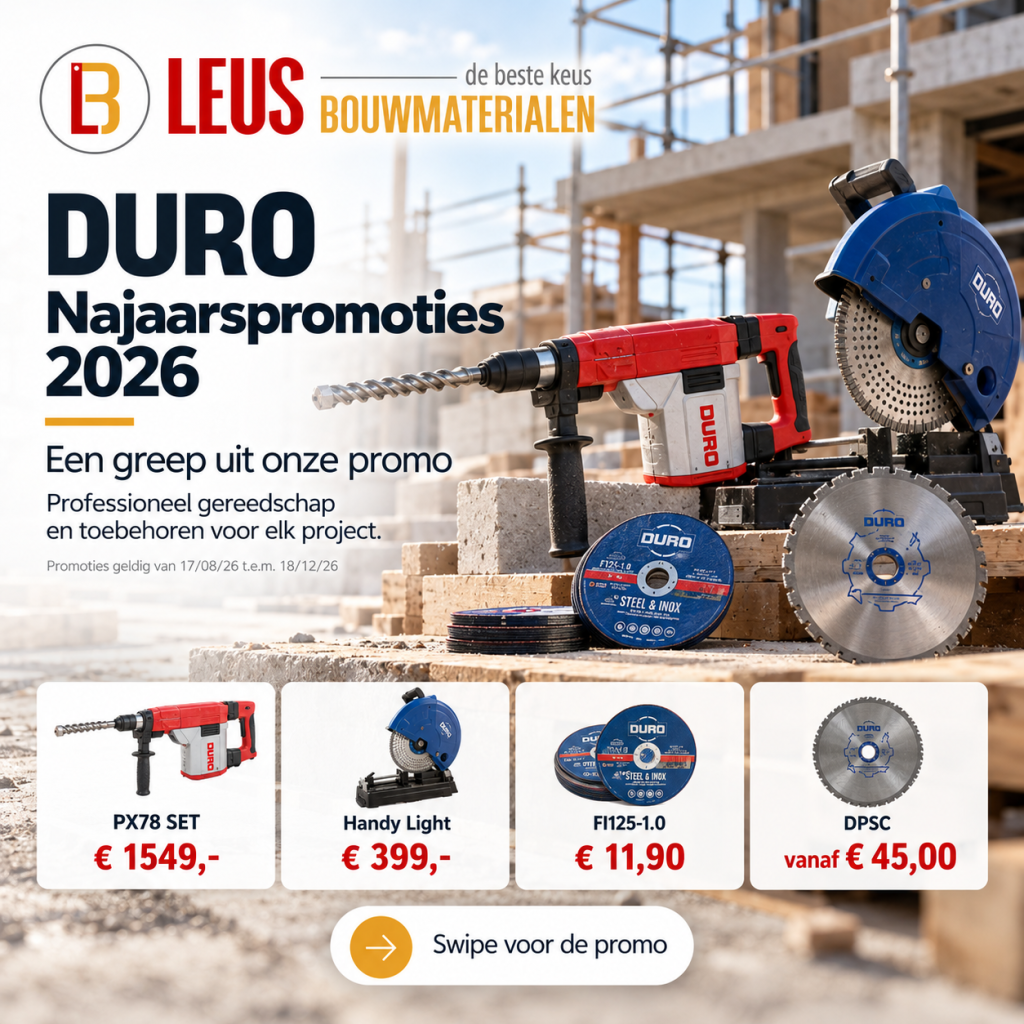 DURO najaarspromoties 2026 bij Leus Bouwmaterialen